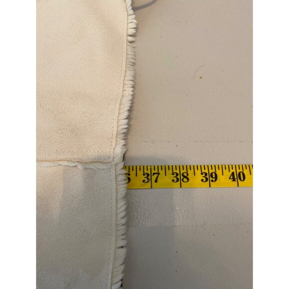 Coldwater Creek Faux Suede & Sherpa Coat Hood Toggle Closure Cream Medium - Picture 9 of 12